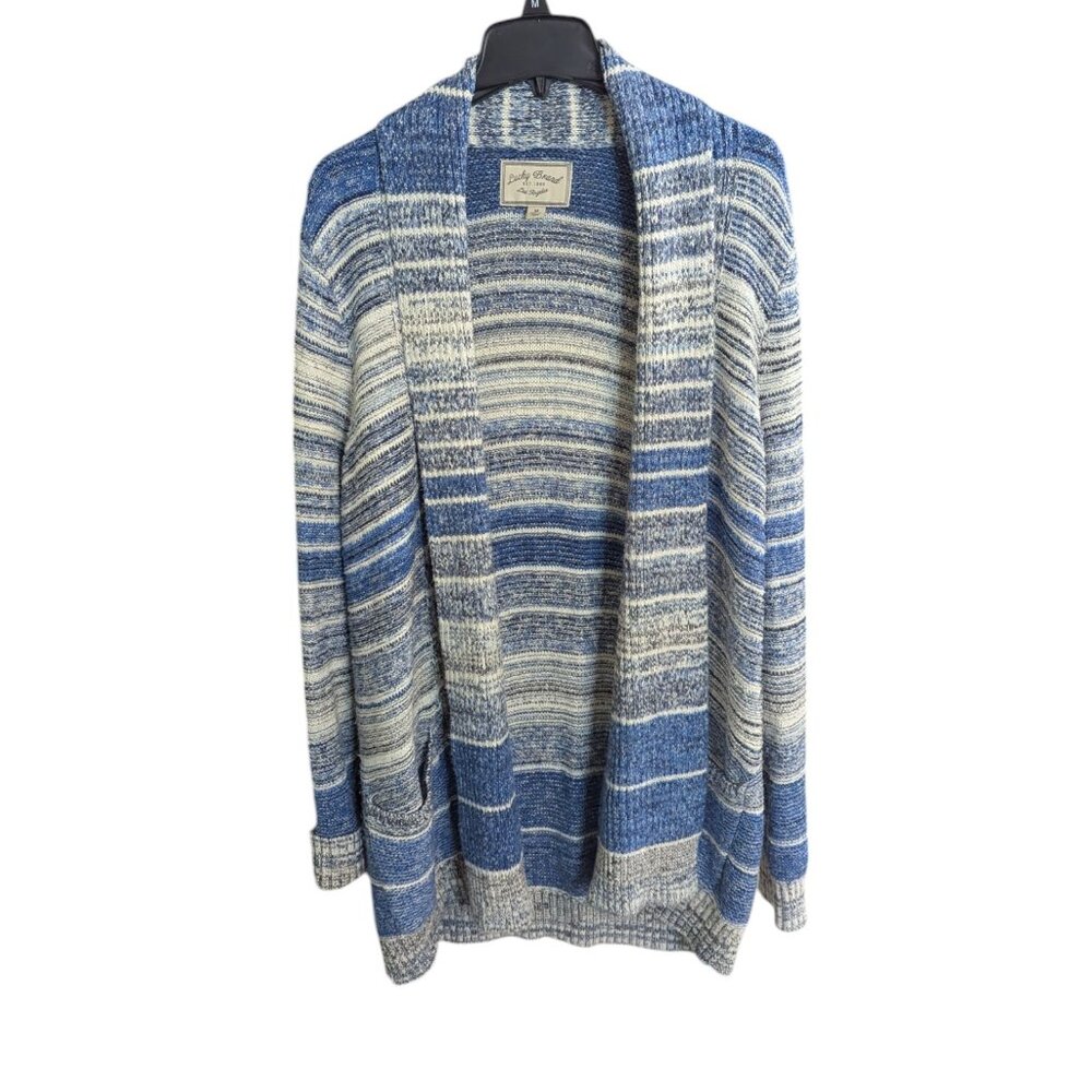 Women's Lucky Brand striped knit cardigan, blue/white, size M